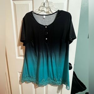 Black-Blue Ombré Blouse